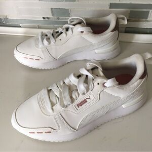 Puma Women's White Sneakers with Dusty Rose Accents